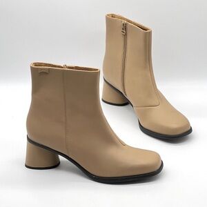CAMPER Kiara Ankle Boot neutral tan leather block heel size 11